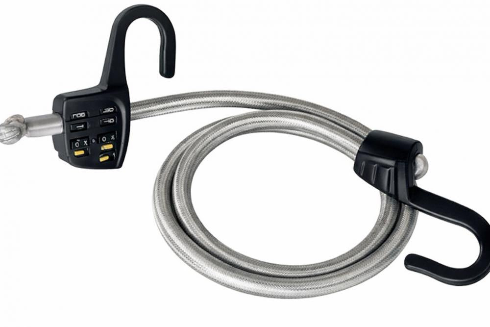 Master Lock Spanngummi Adjustable Steelcor Silber 150 - extra stabiler, verstellbarer Gepäckspanner