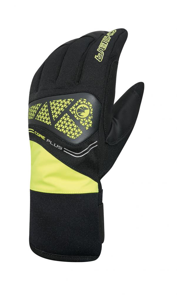 CHIBA Core Plus - wasserdichte Winter-Radhandschuhe sz/neongel, Größe 9