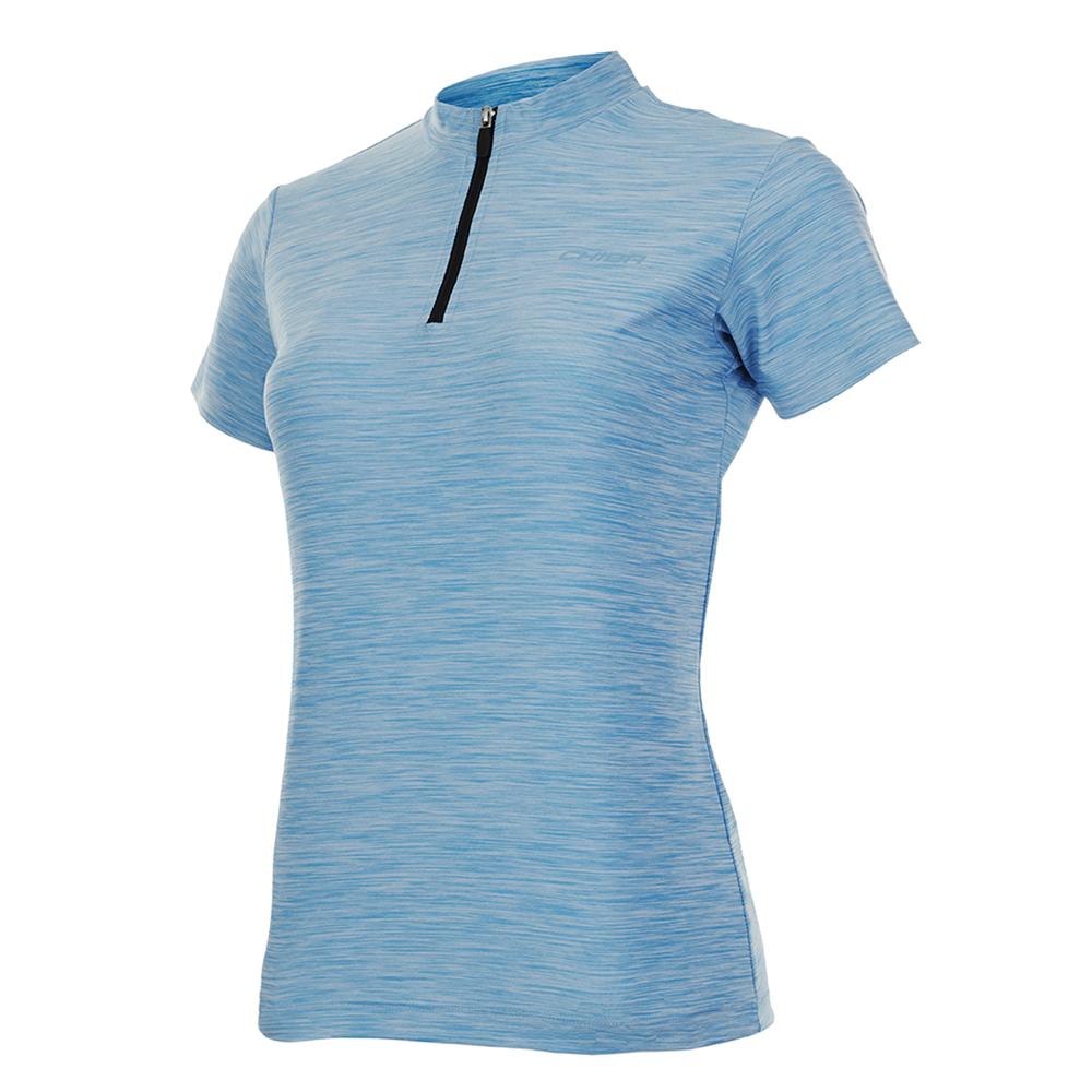 CHIBA Lady Melange Shirt - Radtrikot XXL royal, atmungsaktiv, halber Zipper, 3 Rückentaschen