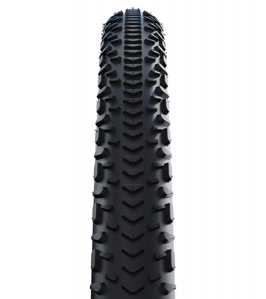 Schwalbe G-ONE RX PRO Evolution 45-622 schwarzer Gravel-Faltreifen, Ansicht des Reifenprofils.