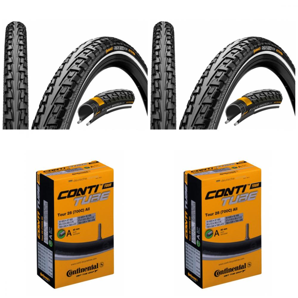 Continental Conti RideTour 28x1.40 Fahrradreifen & Conti Tube Schläuche AV 40mm Doppelpack.