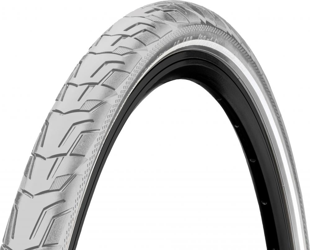 Continental Ride City 47-622 E-25 Drahtreifen, Reflex grau, robuster City-Reifen mit EXTRA PunctureBelt Pannenschutz, E-Bike geeignet bis 25 km/h, gute Traktion auf Asphalt und Schotterwegen, reflektierende Seitenwand