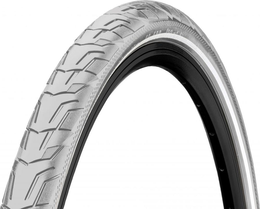 Continental Ride City 47-622 E-25 Drahtreifen, Reflex grau, robuster City-Reifen mit EXTRA PunctureBelt Pannenschutz, E-Bike geeignet bis 25 km/h, gute Traktion auf Asphalt und Schotterwegen, reflektierende Seitenwand