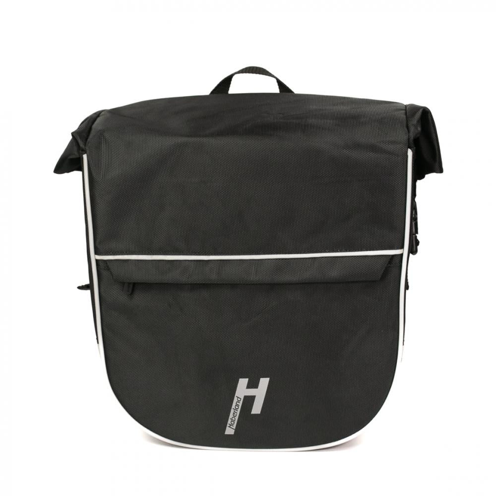 Haberland Frontträger-Tasche eMotion schwarz - stabile Lenkertasche mit Rollverschluss
