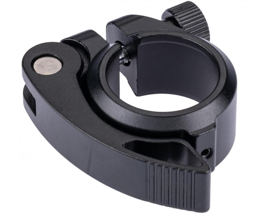 ERGOTEC Sattelklemmschelle SCQ-200 Aluminium Schnellspanner 31 - 8mm schwarz sandgestrahlt ca. 45g leichte stabile Fahrrad Sattelklemme - 31.8 mm