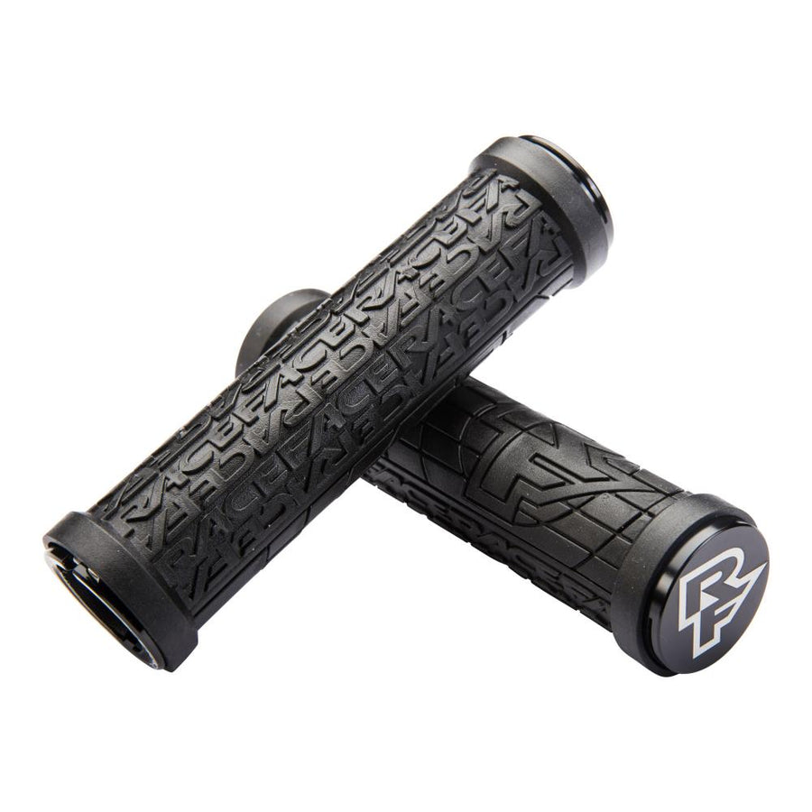 Zwei schwarze Race Face Grippler Lock-On Griffe 33mm für sicheren Halt und maximale Kontrolle am Mountainbike.