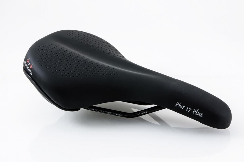 P&P Bequemsattel Pier 17 Plus 517P schwarz, komfortabler Uni-Fahrradsattel in der Größe 280x165mm.