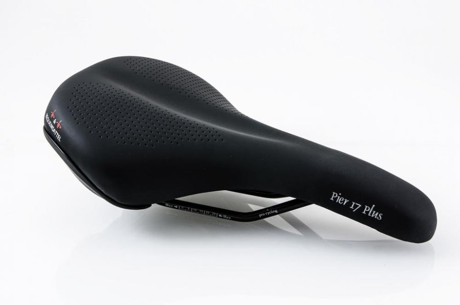 P&P Bequemsattel Pier 17 Plus 517P schwarz, komfortabler Uni-Fahrradsattel in der Größe 280x165mm.