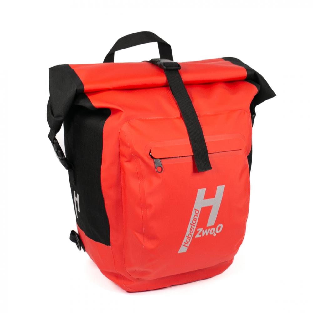 Haberland Bike-Rucksack H2O schwarz/rot - wasserdichte Gepäckträgertasche mit Tragesystem