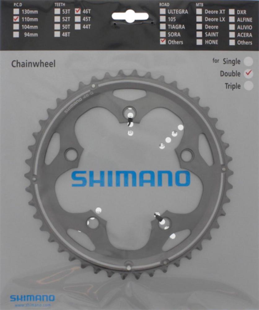 SHIMANO Kettenblatt FC-CX50 46 Zähne Silber - präziser Antrieb für Cyclocross und Rennrad