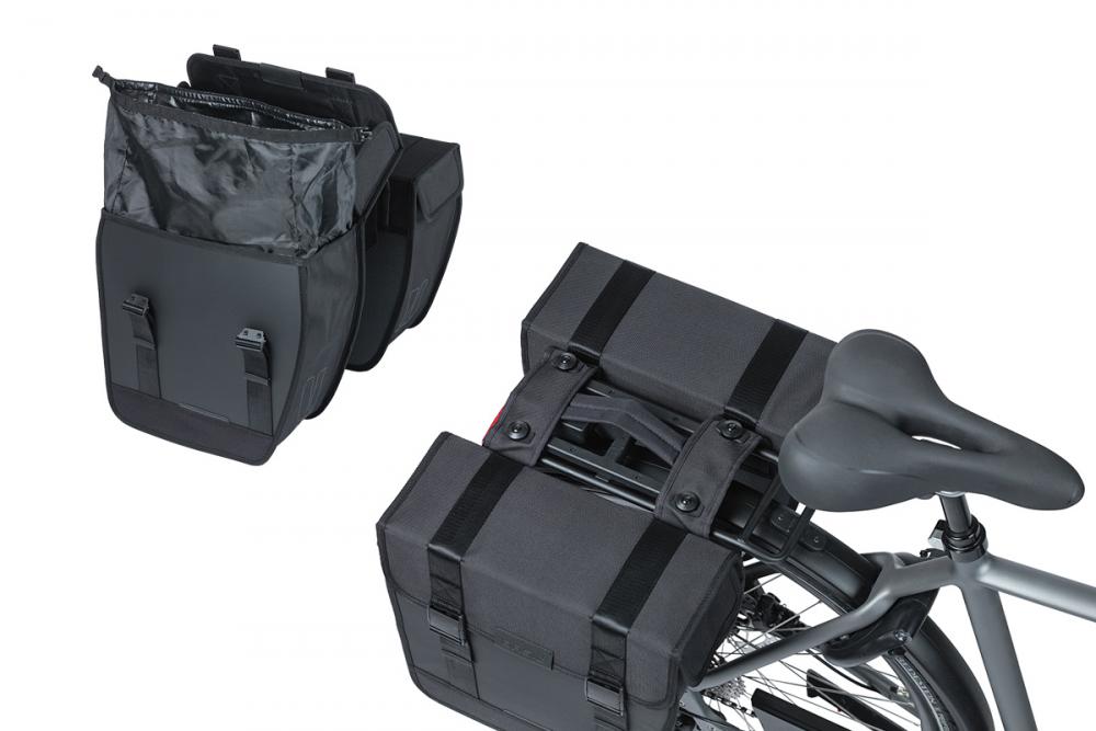 Basil Doppeltasche Tour Waterproof MIK 2.0 28 Liter - wasserdichte Fahrrad-Gepäckträgertasche - schwarz - Doppelpacktasche