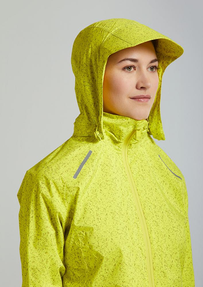 Basil Bekleidung Skane HiVis Damen Regenjacke neongelb M - 360° reflektierend - wasserdicht & atmungsaktiv (10.000 WP/MVP) Bionic Finish® Eco taillierter Schnitt & helmtaugliche Kapuze