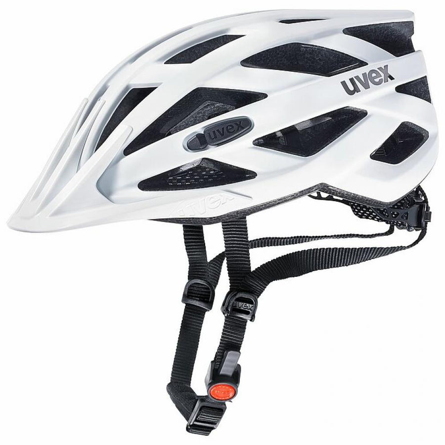 UVEX i-vo cc Fahrradhelm 56-60 cm White matt - leichter Allround-Helm mit 3D IAS-System, 24 Belüftungsöffnungen, X-fit-Polster, abnehmbarem Visier, optionalem Plug-in LED, Insektennetz
