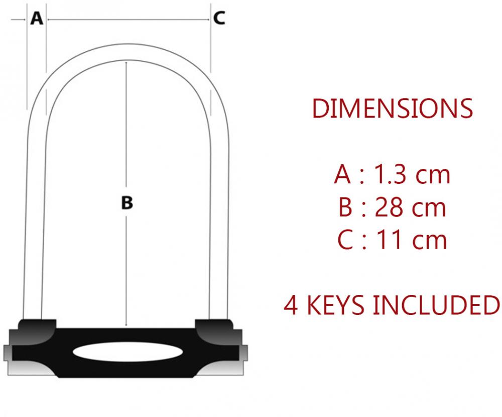 Master Lock Bügelschloss 8195LW Grau 13 mm x 280 mm x 110 mm - hohe Diebstahlsicherheit