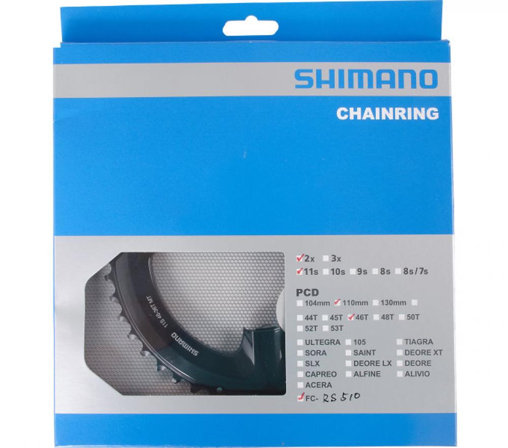 SHIMANO Kettenblatt FC-RS510 46 Zähne Schwarz - effiziente Übersetzung für Rennrad-Performance