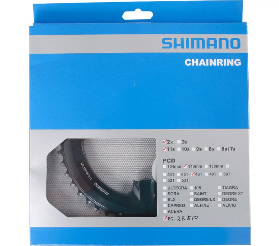 SHIMANO Kettenblatt FC-RS510 46 Zähne Schwarz - effiziente Übersetzung für Rennrad-Performance