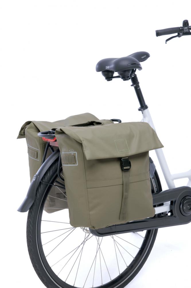 New Looxs Doppelpacktasche Leeds Double Taupe 2x 19,5 l - stilvolle, wetterfeste Gepäckträgertasche
