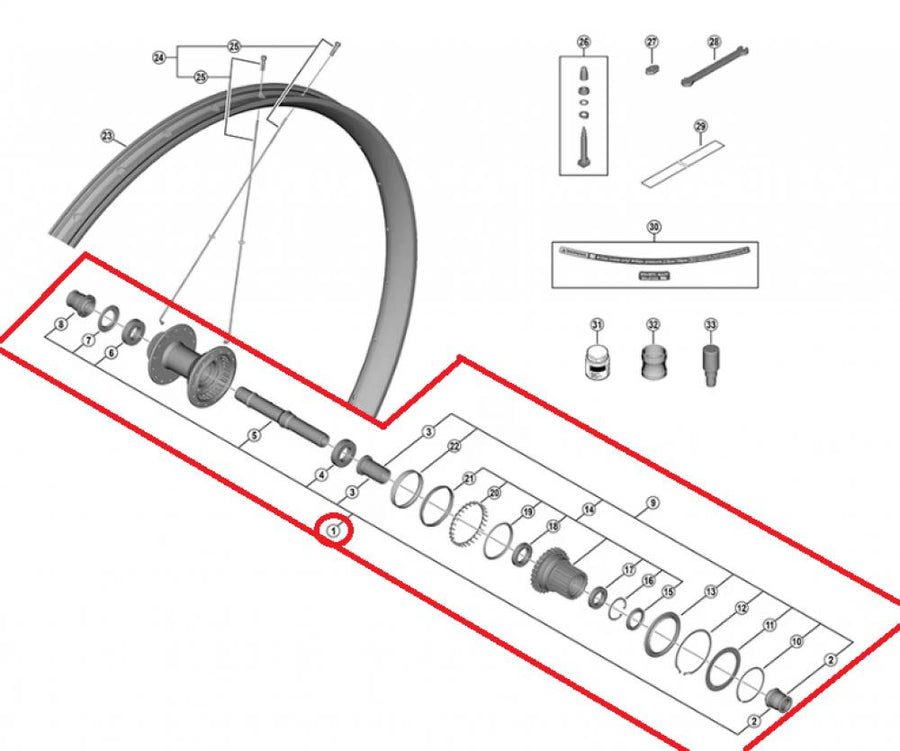 SHIMANO Hohlachse komplett für FH-M8210-B Laufradnabe