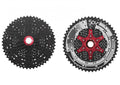 SunRace Kassette CSMZ90 WA5 12-fach Wide Ratio 11-50 Zähne, Schwarz mit Rotem Lockring und Spider.