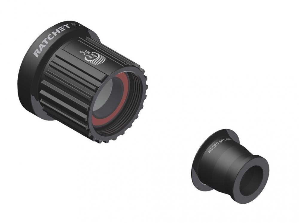 DT SWISS Rotor-Kit Mtb Shimano 12-Fach Light Microspline. Schwarzer Freilaufkörper und Endkappe.