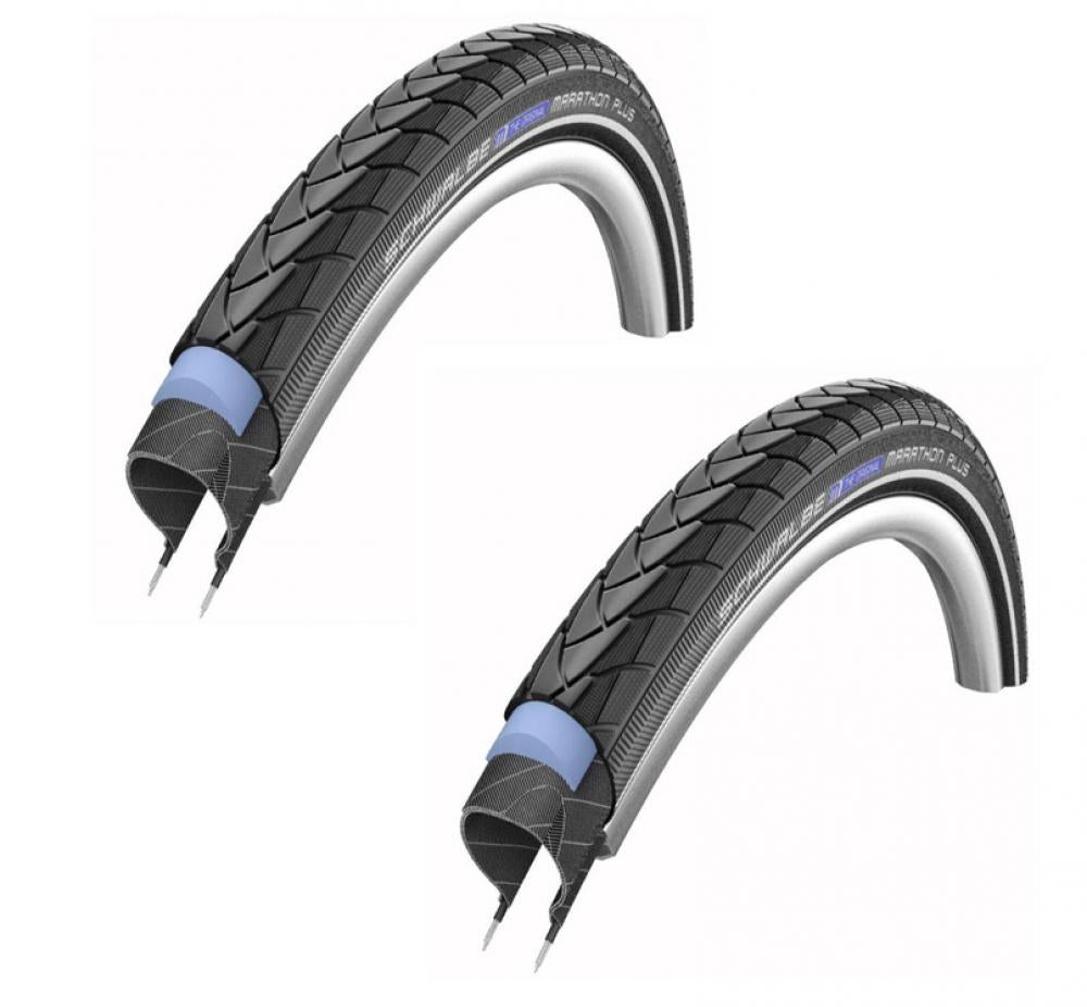 Zwei Schwalbe Marathon Plus Drahtreifen 40-622 Smart Guard Reflex E-50, einer im Querschnitt dargestellt.