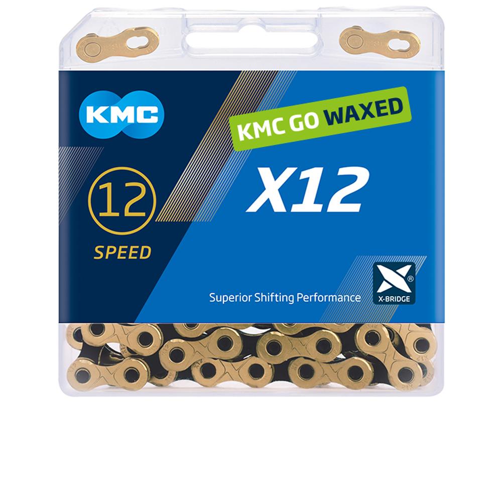 KMC X12 Fahrradkette 12-fach 126 Glieder gewachst Silber - X-Bridge-Technologie