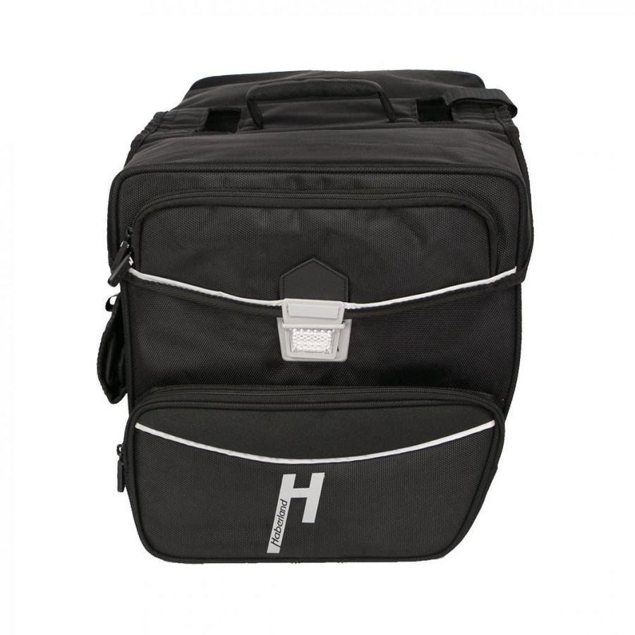 Haberland Doppeltasche 33l Max schwarz: Robuste Gepäckträgertasche mit viel Stauraum und hellen Reflektorstreifen.