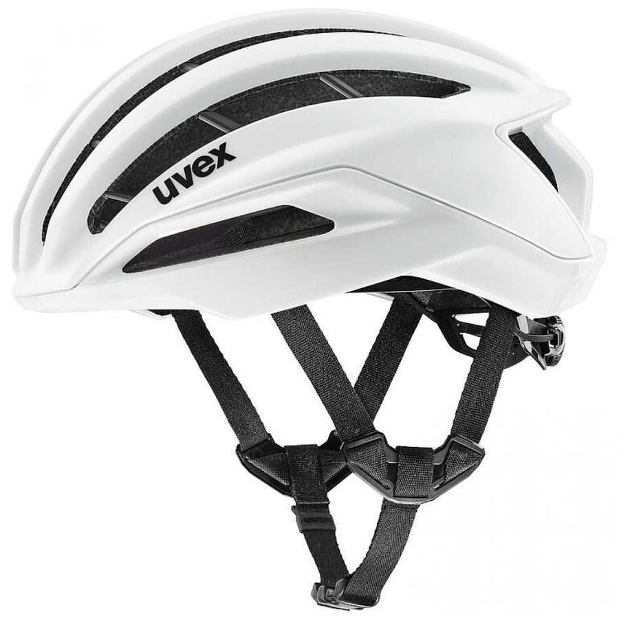 uvex surge Rennradhelm white matt 59-61cm, aerodynamisch optimiert, herausragende Belüftung, Brillengarage, mit Team Intermarché-Wanty entwickelt, optionales Aero-Cover