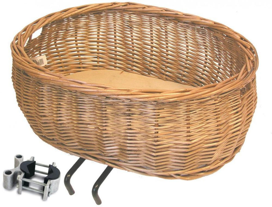 Basil Vorderrad-Tierfahrradkorb Pluto naturfarbig Weide inkl. Halter u. Kissen