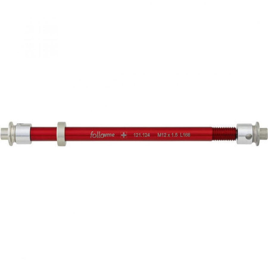 FollowMe Steckachse Zugrad 12 mm Aluminium M12x1,5x160/166 mm Rot - neueste Version