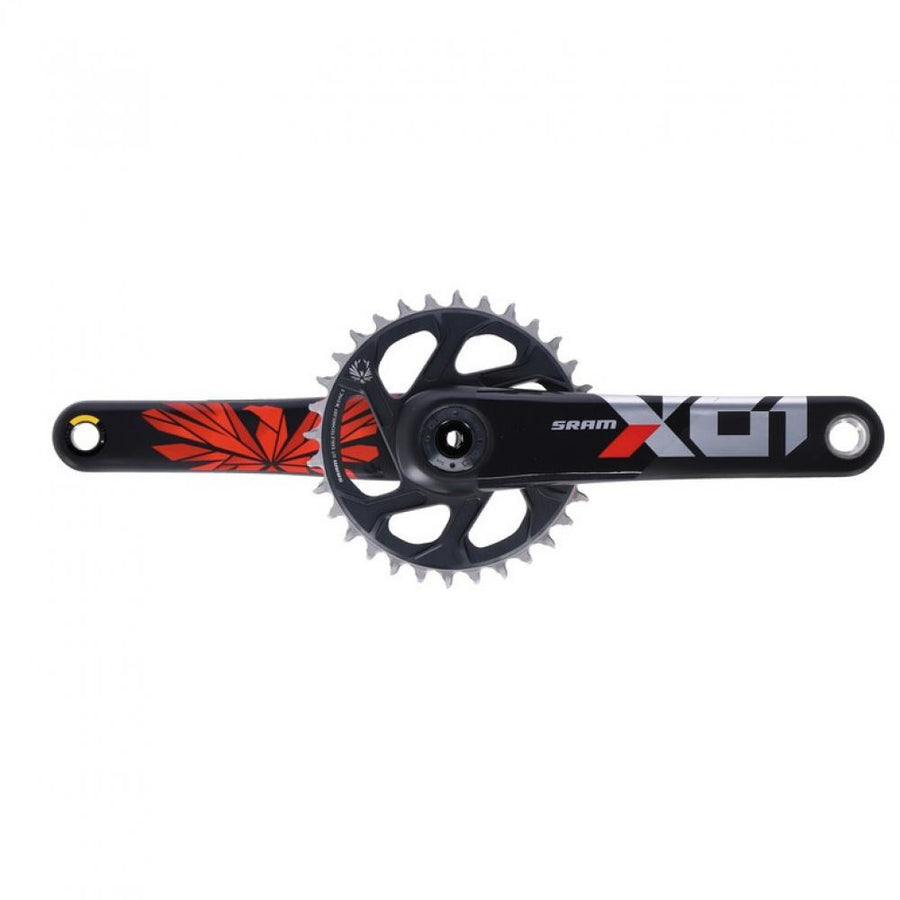 Leichte SRAM X01 Eagle Boost DUB Carbon Kurbelgarnitur 175mm, schwarz-rot, für 1x12 MTB-Antriebe.
