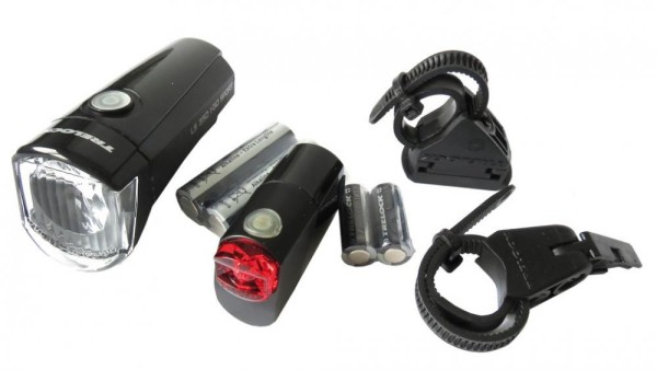 Trelock LED-Batterie-Leuchte I-Go Sport LS 350/LS 710 Kombi schwarz mit Batterien STVZO