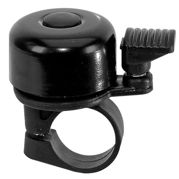 Glocke Mini  Alu, schwarz, metrische Schraube, Messingschlager, 420122
