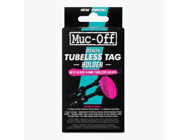 Muc Off Tubeless Tag Holder & 44mm Valve Kit Black, black/pink, unis