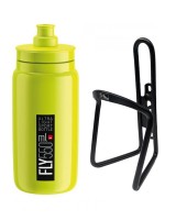 Elite Trinkflasche gelb fluo + M-Wave Flaschenhalter schwarz
