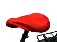 Sattel Regenschutz in Rot mit Gummizug mit BB Druck, Sattelüberzug