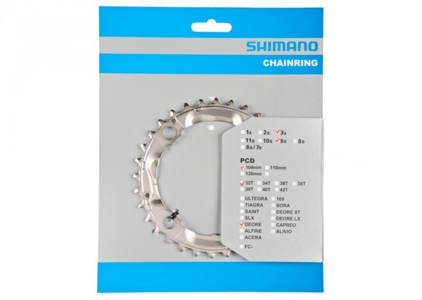 Shimano, Kettenblatt, DEORE, 32-4, FC-M590 32 Z (9-fach), silber, Lochkr. 104mm