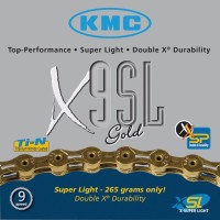 Kette KMC X-9-SL-Gold Hohlbol. 1/2" x 11/128", 116 Glieder,6,6mm,9-fach