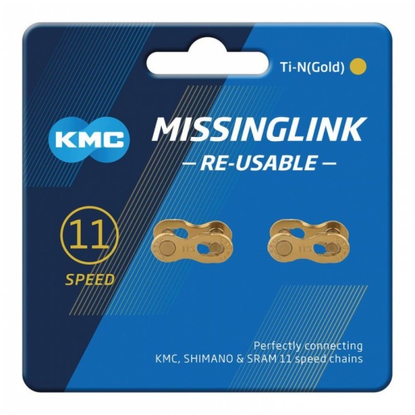 1 x Missinglink KMC 11R Ti-N Gold 2 Stück f. Kettenschloss 5,65mm,11-f.,re-usable