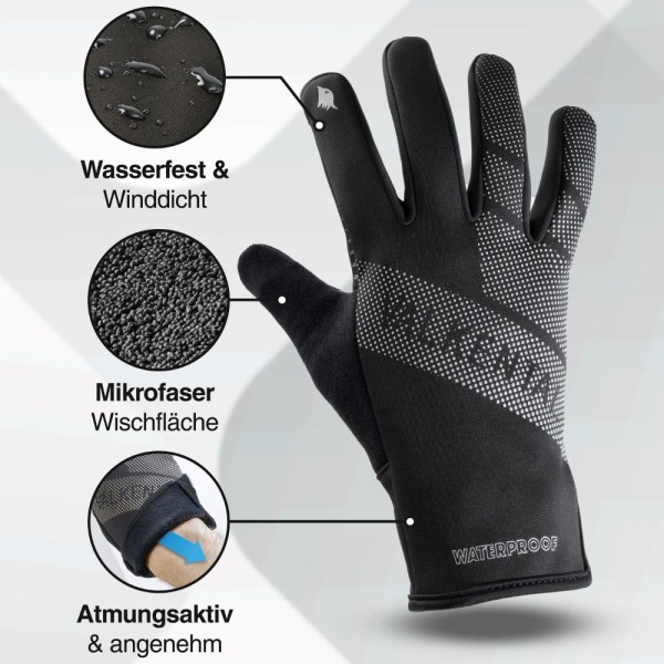 Valkental Handschuhe GloRider V2 Flex - Wasserfester Übergangshandschuh mit Grip S schwarz