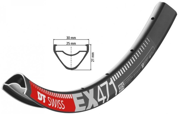 Felge DT Swiss EX 471 29", schwarz,32 Loch, 622x25mm, VL 6,5mm