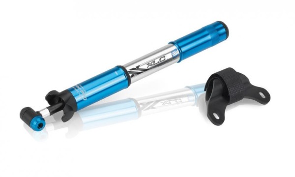 XLC Minipumpe MTB PU-M02 7 bar silber/blau 220mm Alu Dualkopf