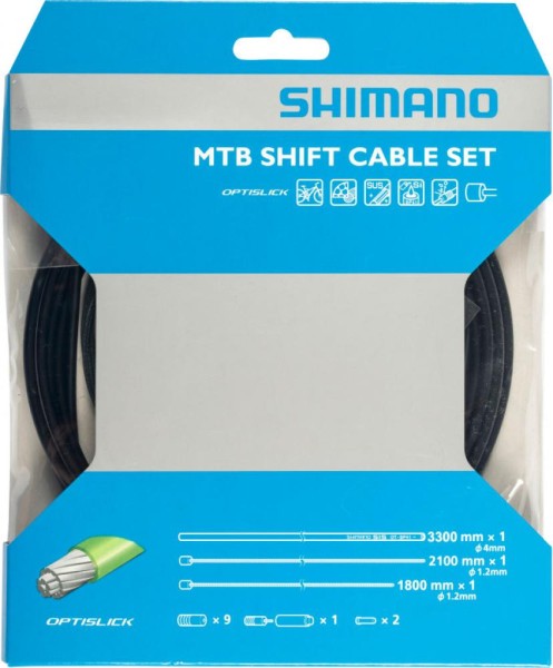 Shimano Schaltzug-Set MTB OPTISLICK, Edelstahl, OPTISLICK beschichtet, 2x 2.100 mm, OT-S Schaltzug Bowdenzug Innenzug