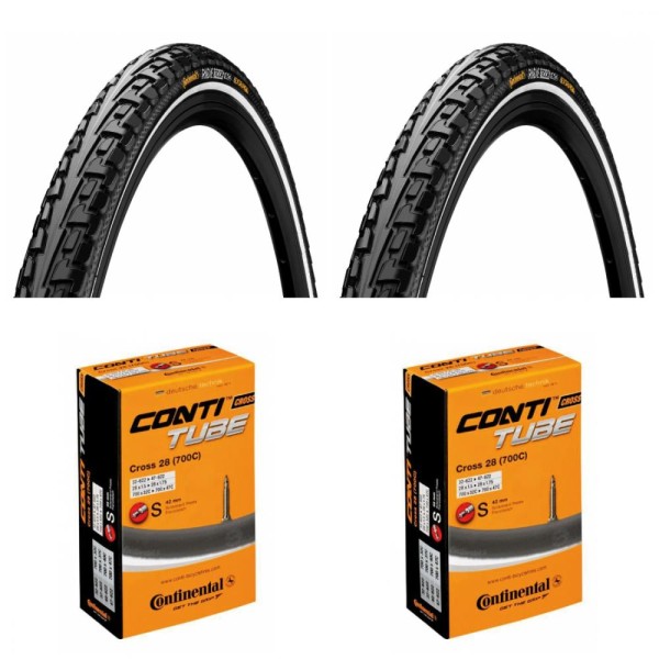 2x Reifen Conti RIDE TOUR Drahtreifen 32-622 (28x1 1/4x1 3/4) + 2 x Schlauch Continental Conti Tube Cross 28 28" 700x32/47C 32/47-622 SV 42mm