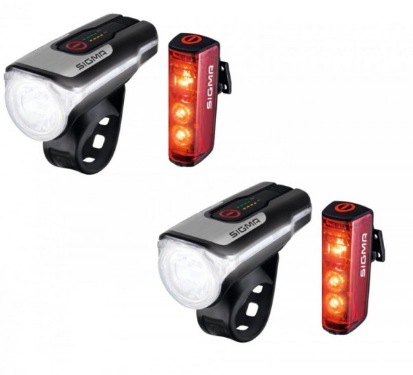Sigma 2 x Beleuchtungsset Aura 80 USB Blaze Fahrradbeleuchtung LED