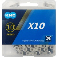 Schaltungskette KMC X10 silber/schwarz 1/2" x 11/128", 114 Glieder,5,88mm,10-f-